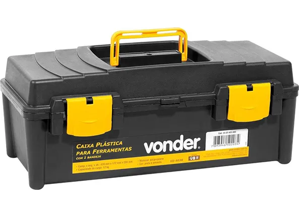 Caixa Plástica Vonder com 1 Bandeja 42Cx20Lx17A